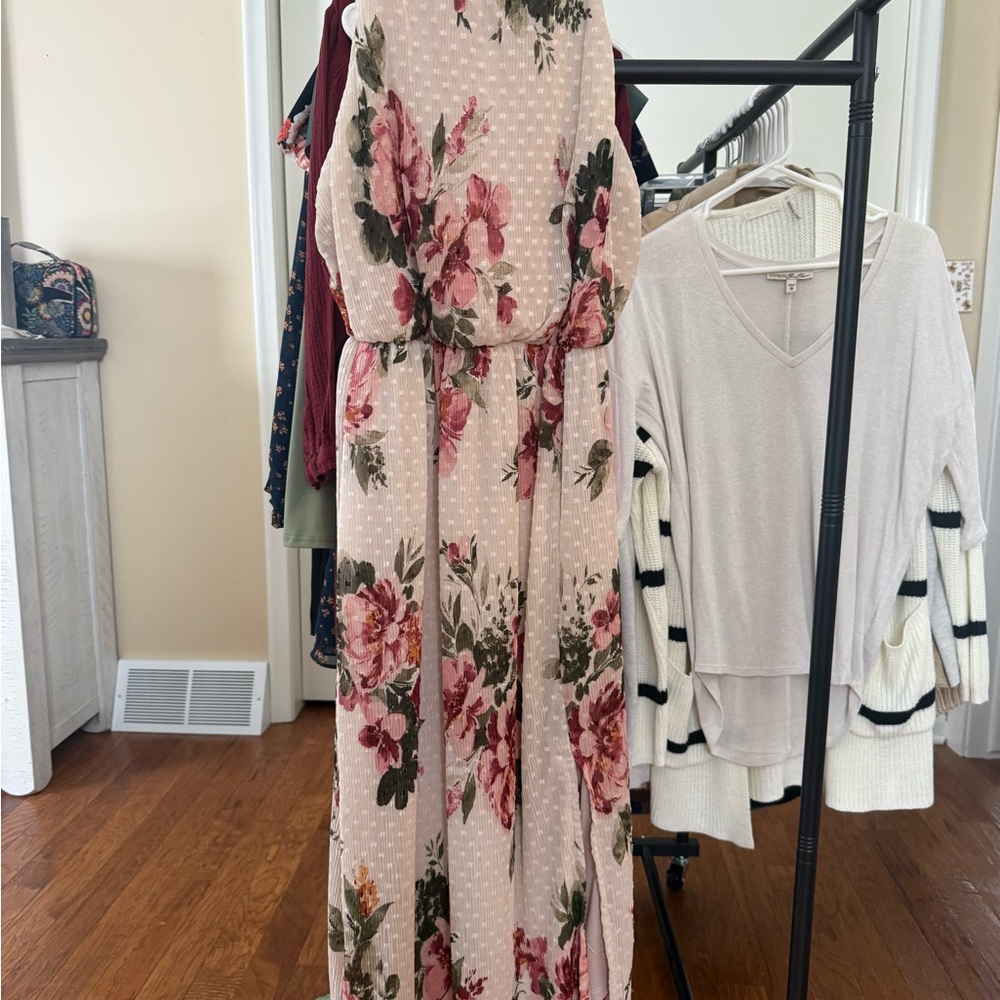 Lush Pink Floral Maxi Dress